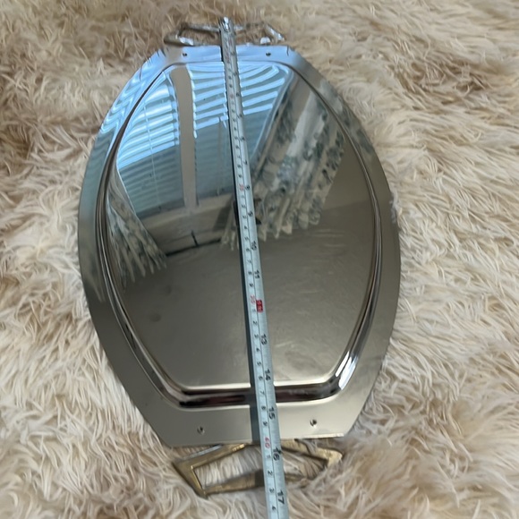 Vintage Kromex Oval Tray Chrome Silver Tone Gold/Brass Ornamental Handles - Picture 5 of 5